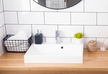 Modern bathroom interior in details.