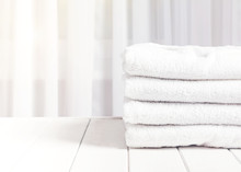 Clean White Towels In Stack