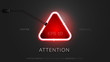 © Yarkee - 3d Neon Triangle Sign. Realistic Vector Banner With Lighting Red Neon Tube On Black Background. Conceptual Vector Illustration