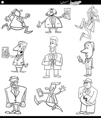 Wall Mural - black and white funny businessmen set