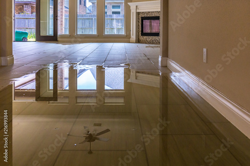 Cuadros en Lienzo A house in Houston suburb flooded from Hurricane Harvey 2017