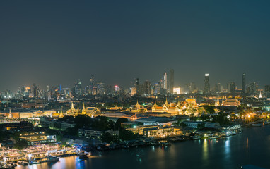 Unseen thailand nigth panorama view The Grand palace in bangkok ,Thailand