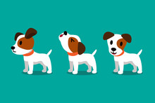 Set Of Vector Cartoon Character Cute Jack Russell Terrier Dog Poses For Design.