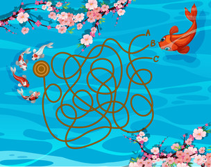 Wall Mural - Koi fish maze game