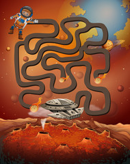 Wall Mural - Astronaut finding spaceship maze game