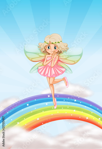 A cute fairy on rainbow