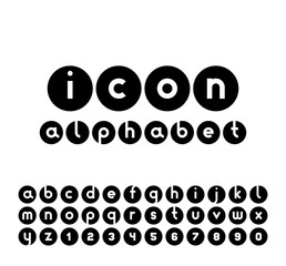Aufkleber - Vector icons alphabet set. Collection of round logos. Font for your design.