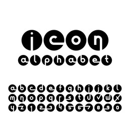 Aufkleber - Vector icons alphabet set. Collection of round logos. Font for your design.