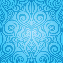 Blue Vector Decorative Background Tribal Ornamental Wallpaper Vintage Pattern Design