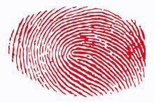 Red Fingerprint On A White Background