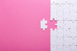 © lizaelesina - White puzzle on pink background. Top view
