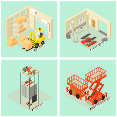 Wall Mural - Lifting machine equipment icons set. Isometric illustration of 25 lifting machine equipment cargo vector icons for web