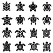 Turtle logo top view icons set. Simple illustration of 16 turtle logo vector icons for web