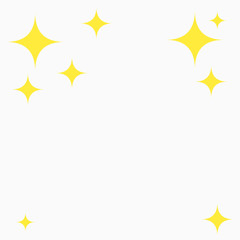 Yellow star glitter icons. Flat asterisks, pattern. Vector elements on isolated white background.