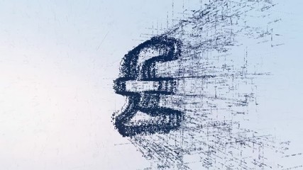 Wall Mural - Intro animation of the pound. Abstract money consisting of software code in a bright space