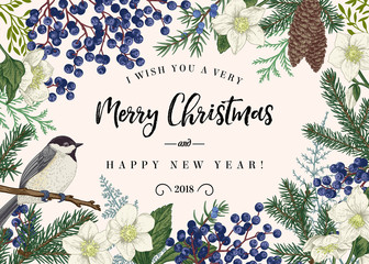 Poster - Christmas card with bird.