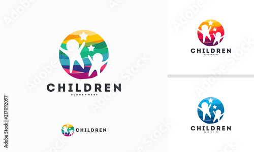 Abstract Circle Children Logo Template Vector Kids Play Logo