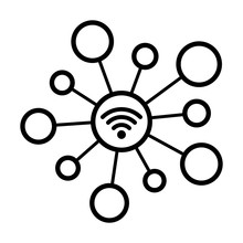 Internet Of Things / IoT Or Connected Devices To Wifi Line Art Vector Icon For Network Apps And Websites