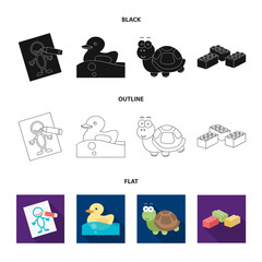 Wall Mural - Children toy black,flat,outline icons in set collection for design. Game and bauble vector symbol stock web illustration.