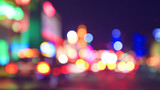 Fototapeta Las - Blurred city lights at night, color toning applied, Las Vegas, USA.
