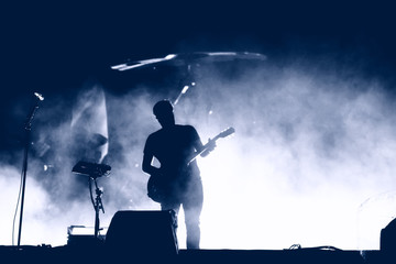 Wall Mural - Guitarist silhouette on the stage