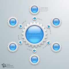Wall Mural - business chart design_6-step process #gears and cogs_vector graphics