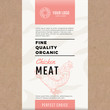 © createvil - Fine Quality Organic Chicken. Abstract Vector Meat Packaging Design or Label. Modern Typography and Hand Drawn Hen Silhouette. Craft Paper with Meat Texture Background Layout