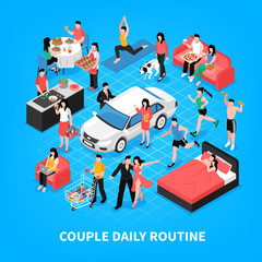 Sticker - Daily Life Couple Isometric Illustration