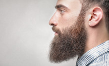 Close Up Of A Handsome Man With Long Beard