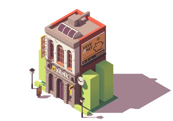 Wall Mural - Vector isometric old bank building