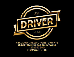 Vector Golden Logo for Motorbike and Car Shop. Luxury Alphabet Letters, Numbers and Symbols.