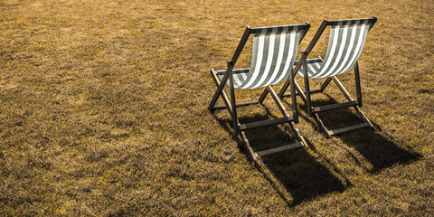 Canvas Print - UK, England, London, Deck chairs