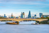 Fototapeta Big Ben - UK, England, London, The City skyline and Waterloo Bridge over River Thames