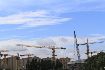 Tower Crane at the Beijing Construction Site, China real estate business image