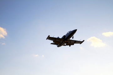 Aircraft on the sky background