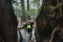 A Male Kayaker Explores An Old Growth Cypress Swamp In The Black River, NC