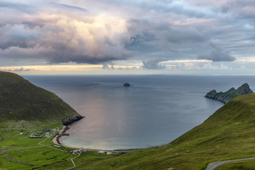 A storm brewing at sunset over Village bay on the island of St. Kilda