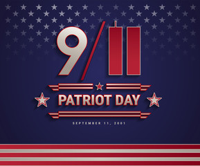 Wall Mural - Patriot Day USA September 11, 2001, the United States National Remembrance Day patriotic background with 9/11 and Patriot Day vector illustration