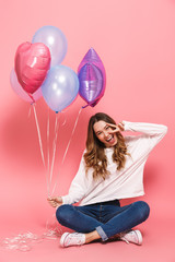 Wall Mural - Full length portrait of a cheerful young woman