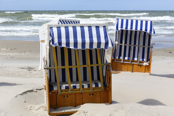 Wall Mural - Beach chairs with small roofs