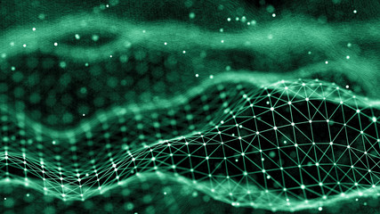 Data technology background. Abstract background. Connecting dots and lines on dark background. 3D rendering. 4k.