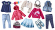 © nys - Fashion child's clothes set isolated.Girl's clothing collage.