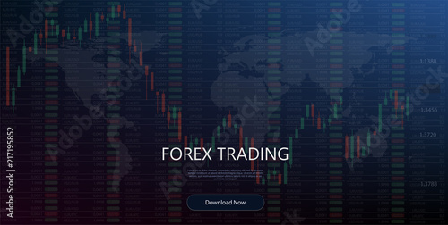 Forex Trading Indicators Vector Illustration On Blue Background - 