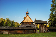 Old Wooden Church In The Village Of Poland, Europe.