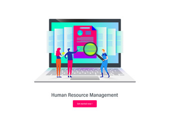 Wall Mural - human resource requirement. flat cartoon miniature illustration vector graphic on white background.