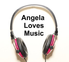 Angela Loves Music Headphone Graphic Original Design