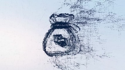 Wall Mural - Logo sign money, light animation. Intro riches in space