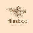 Colony swarm Flies line art logo vector template