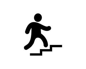 Canvas Print - climbing up the stairs stickman figure person people human pictogram image vector icon