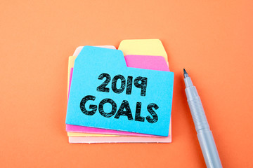 Wall Mural - 2019 goals concept. Paper note with text